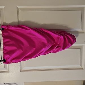 Hot pink ruched pencil skirt